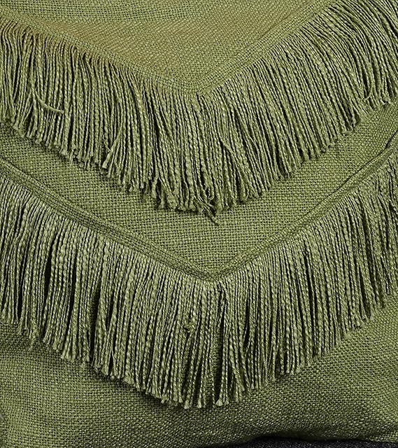 Macrame Cushion 16 x 16 inches in Olive - Leechoo